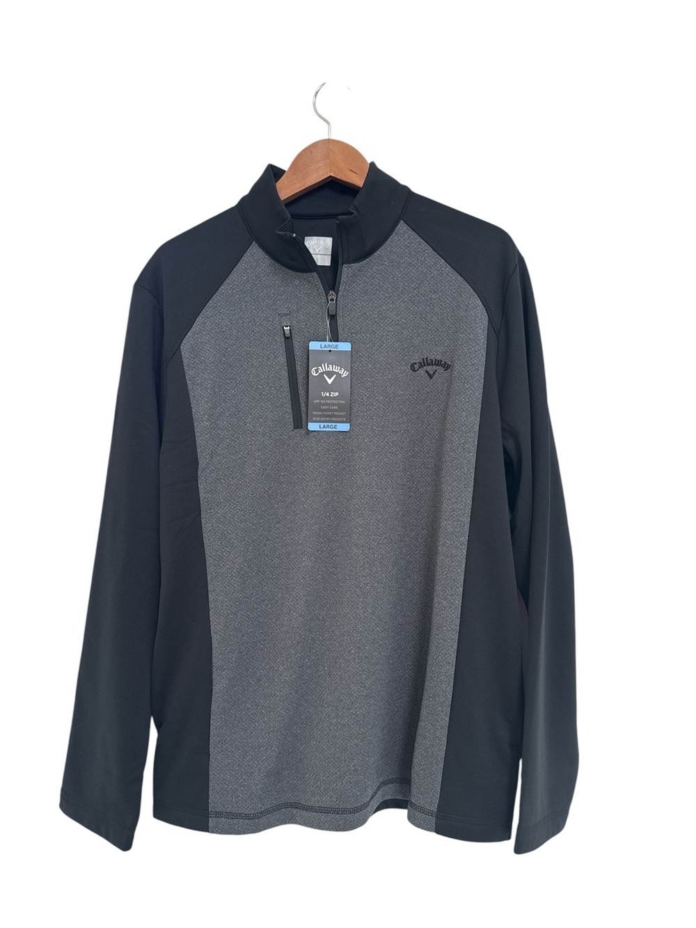 NWT Callaway Men's Gray and Black Quarter-Zip Golf Pullover Size Large